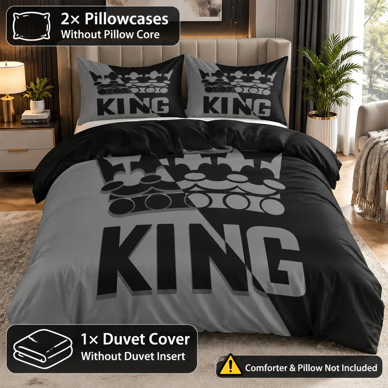 King Size Bedding Set (fitted Sheet + Pillowcases), Bed Sheets Set, Soft Bedding Sets, Comfy Bedding Sets, Soft Comfortable, Zipper Closure, Bedroom Decor, Bed Sets Supplies