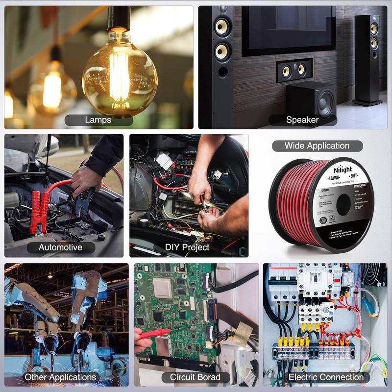 Nilight 50FT 14AWG Copper Clad Aluminum Wire 14/2 Gauge Red Black CCA Electrical Cable 2 Conductor Parallel 12V/24V DC Flexible Extension Cords for Car Audio Radio Speaker Amplifier Plastic Device Strip Wired Home Wiring Projects dealsforyoudays