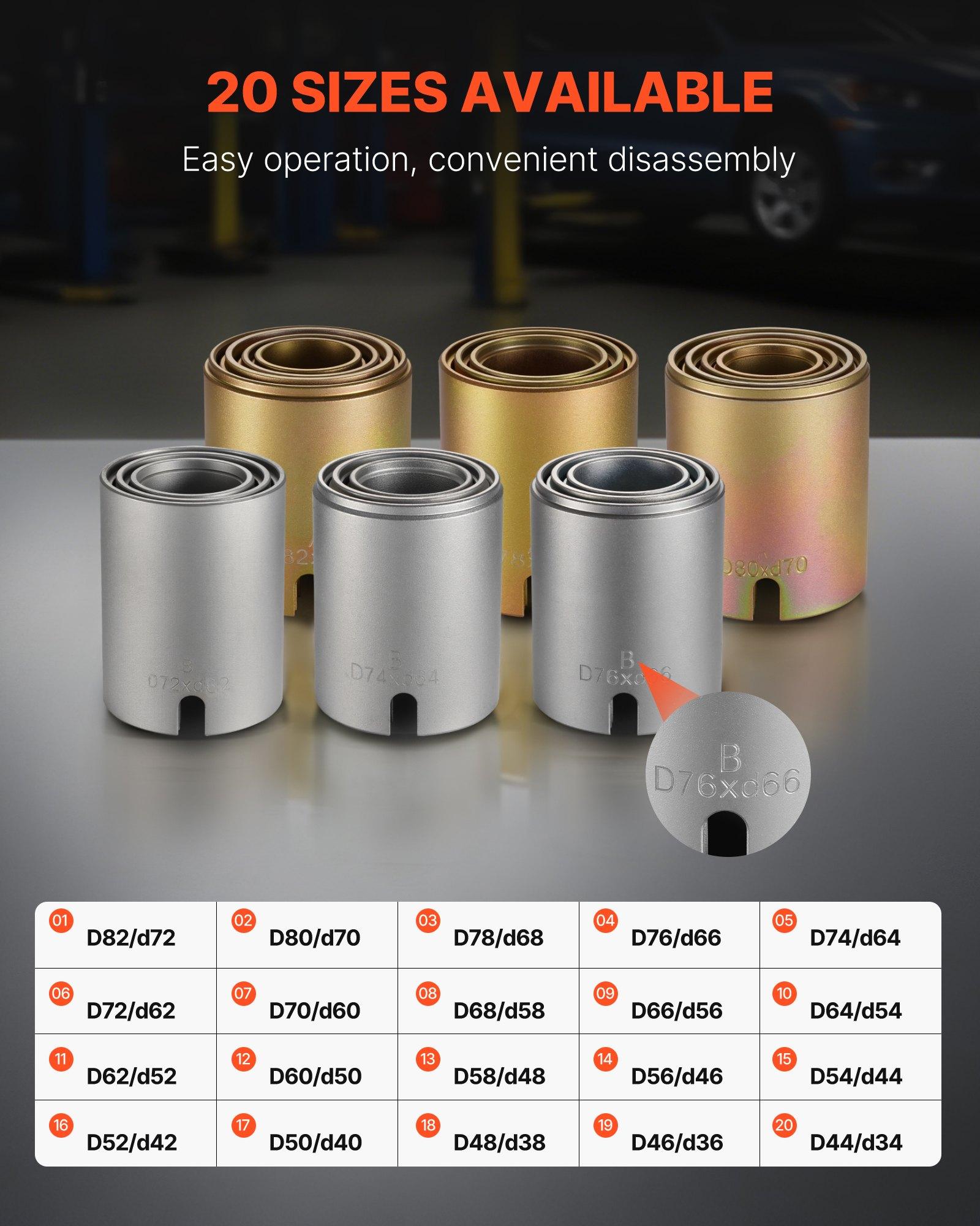【Summerfinds】VEVOR Pull and Press Sleeve Kit, 26 PCS, Steel Bush Removal Insertion Sleeve Tools with Carrying Case, Compatible with LCV and HGV Engines, for Removing and Installing Bushings, Bearings, and Seals
