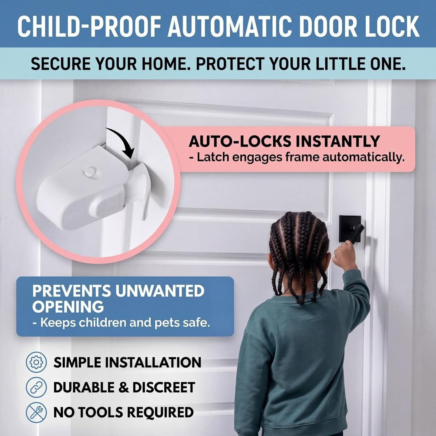 Child Proof Door Lock, Snap-On Door Knob Safety Lock & Door Handle Child Lock, No Tools Required, Fits Knobs & Levers for Baby Toddler Home Safety