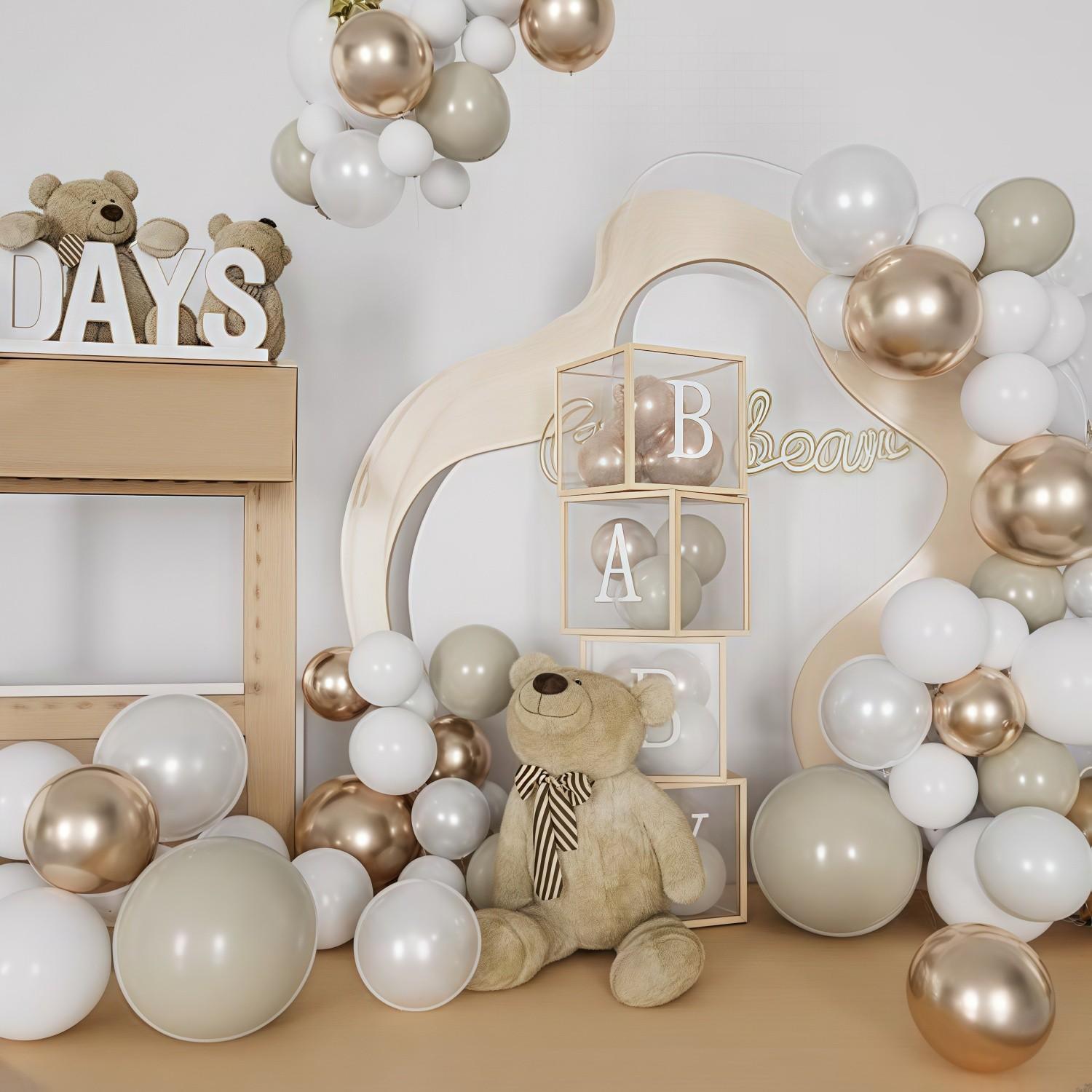 A set of 50 nude, champagne gold, pearl white, and apricot balloons, measuring 25.4 centimeters, is perfect for bohemian weddings, birthday celebrations, bridal gifts, and party decorations.