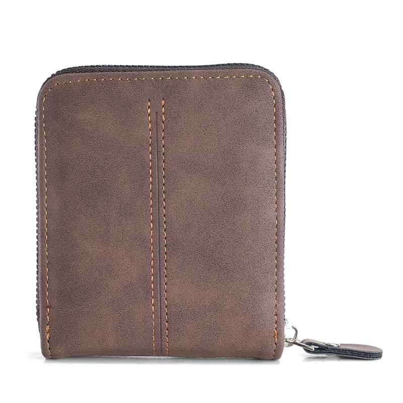 Men's  Zipper Short PU Leather Wallet Woven Tape Spliced Leather Vintage Purse Multifunctional and Multi Card ID Money Bag