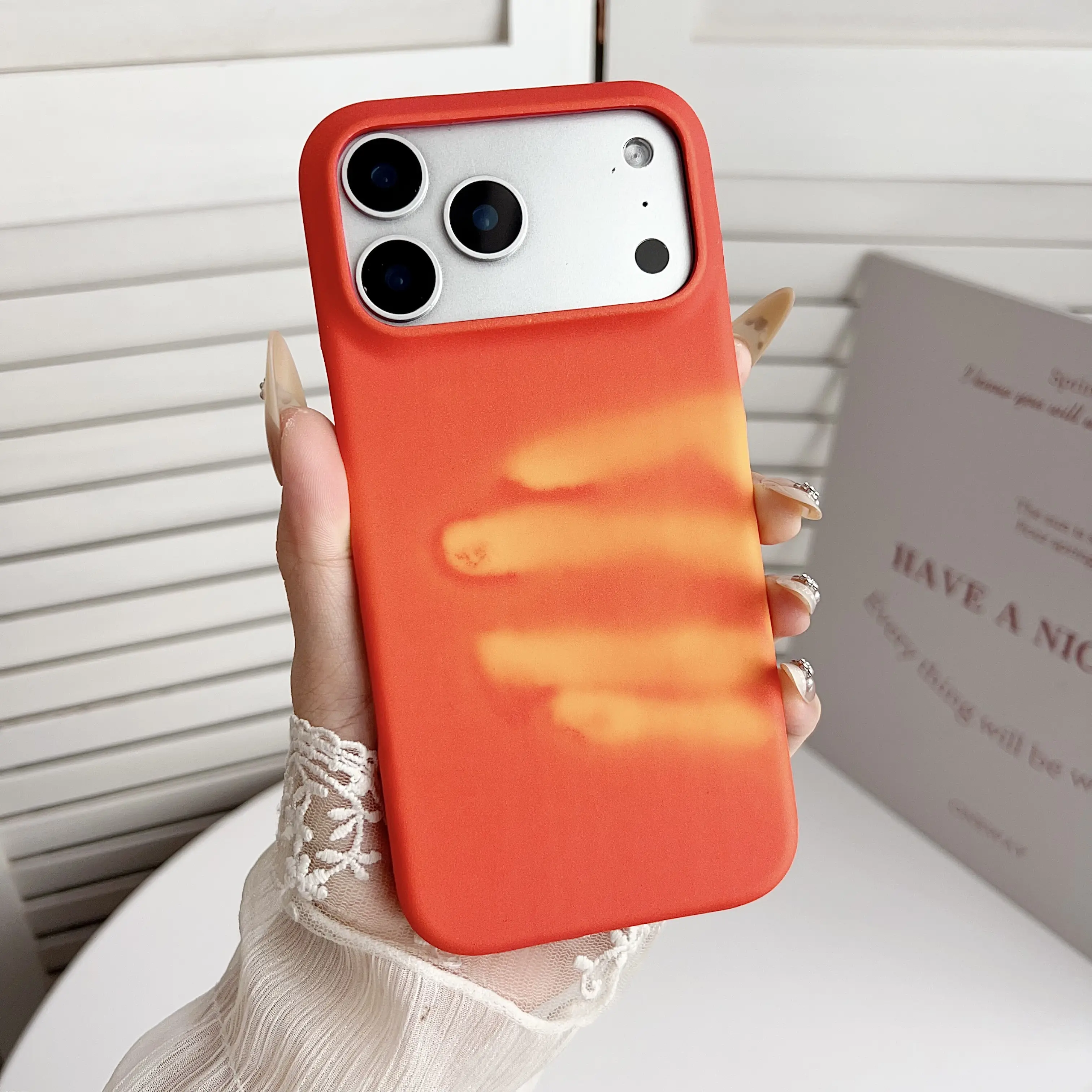 Ultra Thin Plastic Protective Case for iPhone 17/16/15/14/13/12 Pro Max - Multi-Model iPhone Series Cover with Thermal Sensor Heat Induction, Fluorescent Temperature Sensing, Anti-Scratch, Stylish Design