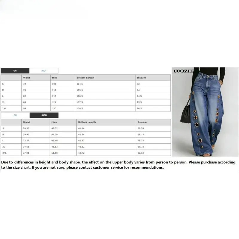 Women's High Waist Geometric Eyelet Cotton Mix Denim Style Jeans - Baggy Wide-Leg Cropped Bottoms with Side Pockets, Zip Fasten, Casual Fashion Fabric, 2026 Fall Festival Streetwear, Cold Wash Y2K Clothing Women's High Waist Geometric Eyelet Cotton Mix Denim Style Jeans - Baggy Wide-Leg Cropped Bottoms with Side Pockets, Zip Fasten, Casual Fashion Fabric, 2026 Fall Festival Streetwear, Cold Wash Y2K Clothing