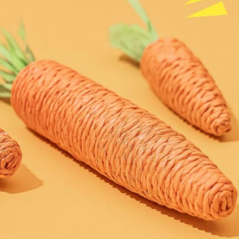 Cat Toy Self-Entertainment Carrot Chew Stick, Durable Bite Resistant Scratch Pad, Indoor Living Room Pet Supplies, Handmade Paper Rod Cat Game