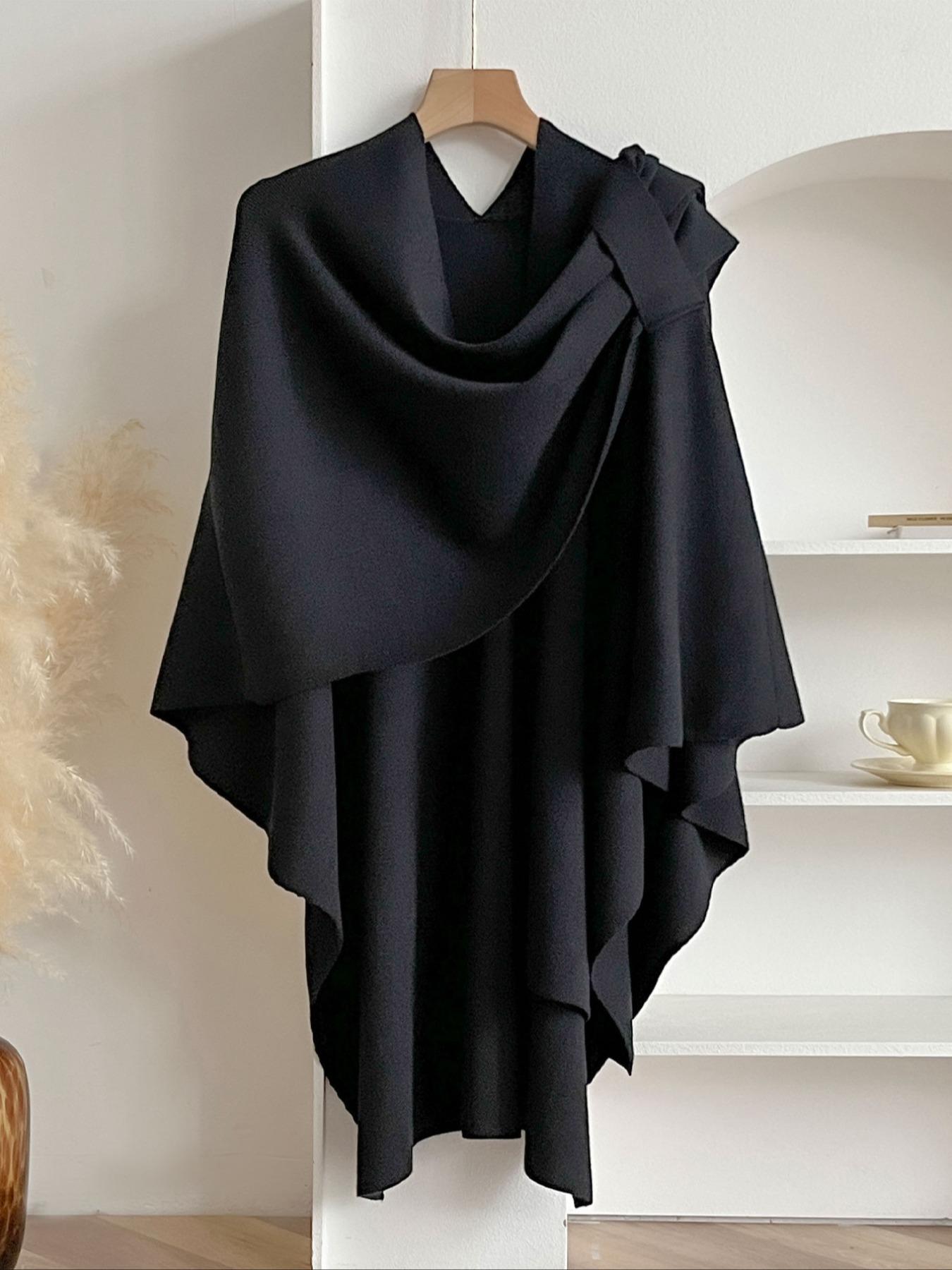 Elegant Women's Fashion Shawl, Simple Solid Color Cape for Daily Use, Perfect Birthday Gift, All Season Wearable Accessory, Trendy Solid Shawl