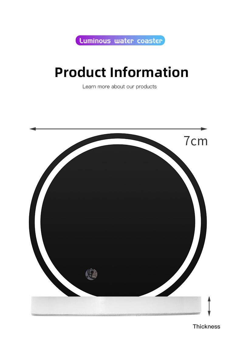 2pcs Car Luminous Water Cup Pad LED Atmosphere Light For GMC Terrain Sierra Canyon Yukon Acadia Savana Denali AT4 Granite