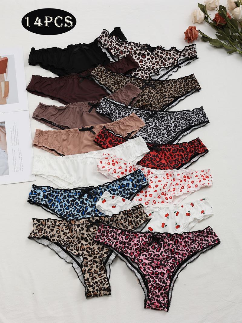 7PCS Bow, Milk Silk Women's Briefs