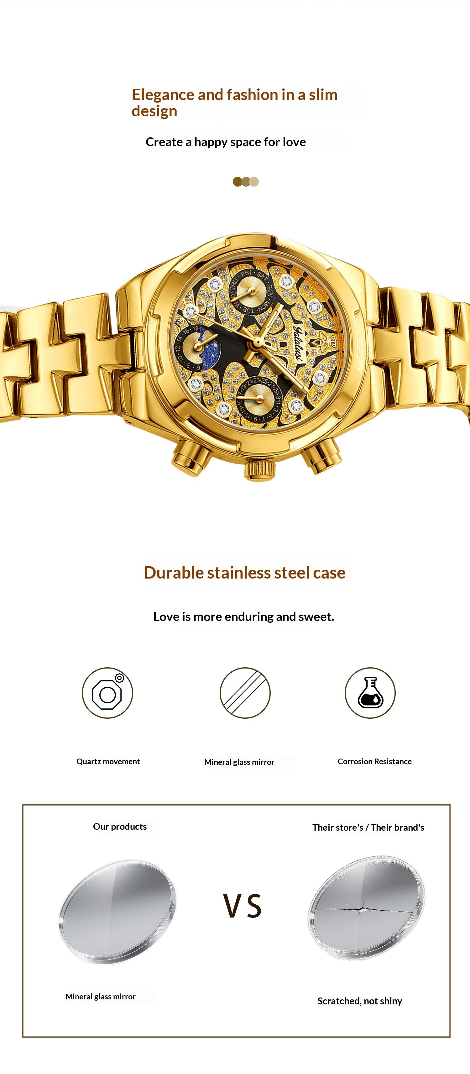 Luxury Fashion Couple Watch Set, Stainless Steel Band, Business Style His & Hers Watches, Waterproof Luminous Analog Wristwatch
