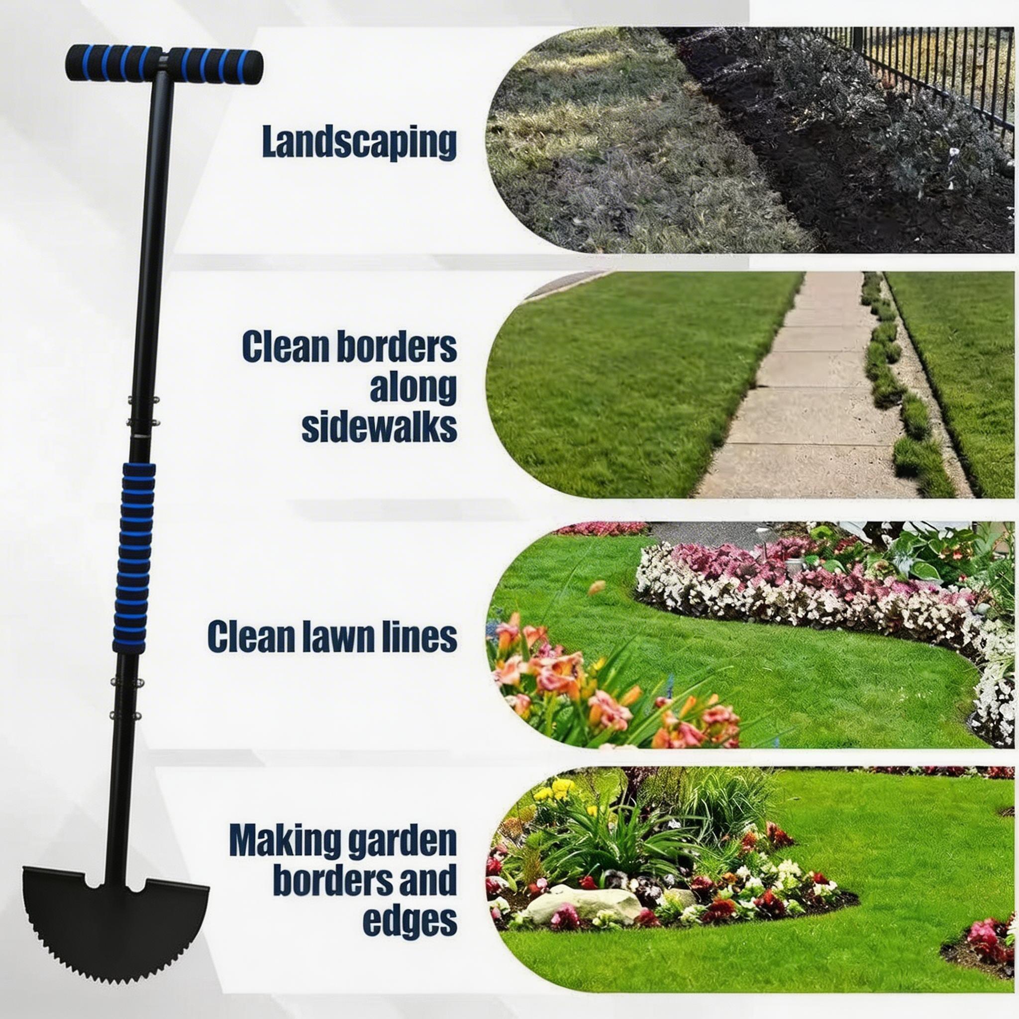 Manual Lawn Edger Tool, Semi-Circular Moon Shape Weed Cutter, Garden Yard Lawn Edge Trimmer, Gardening Border Cleaner, Essential Gardening Gear