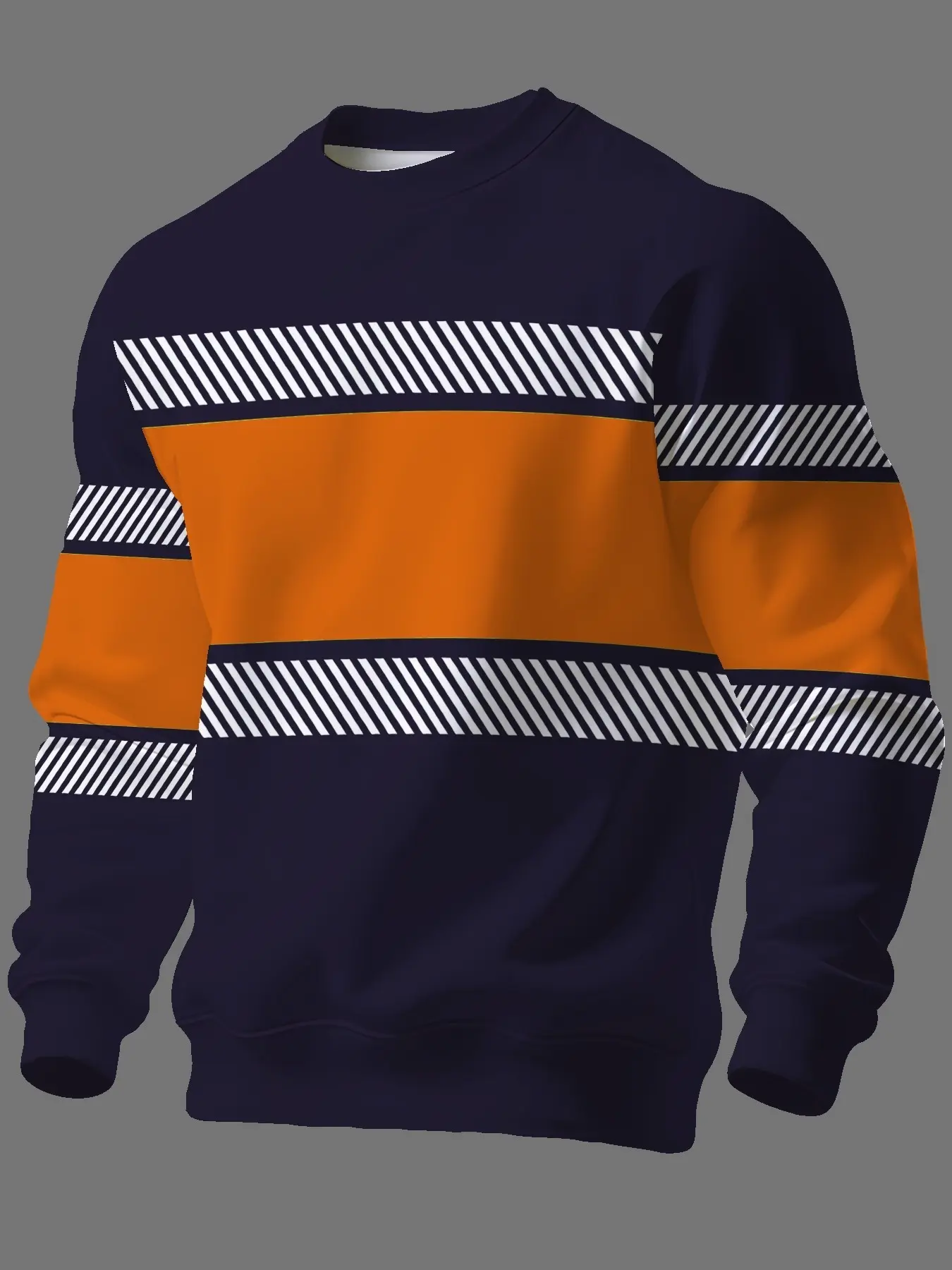Trendy Men's Striped Sweatshirt, Layered Horizontal Color Block Geometric Print, Drop Shoulder Sport Casual Long Sleeve Top, Pullover