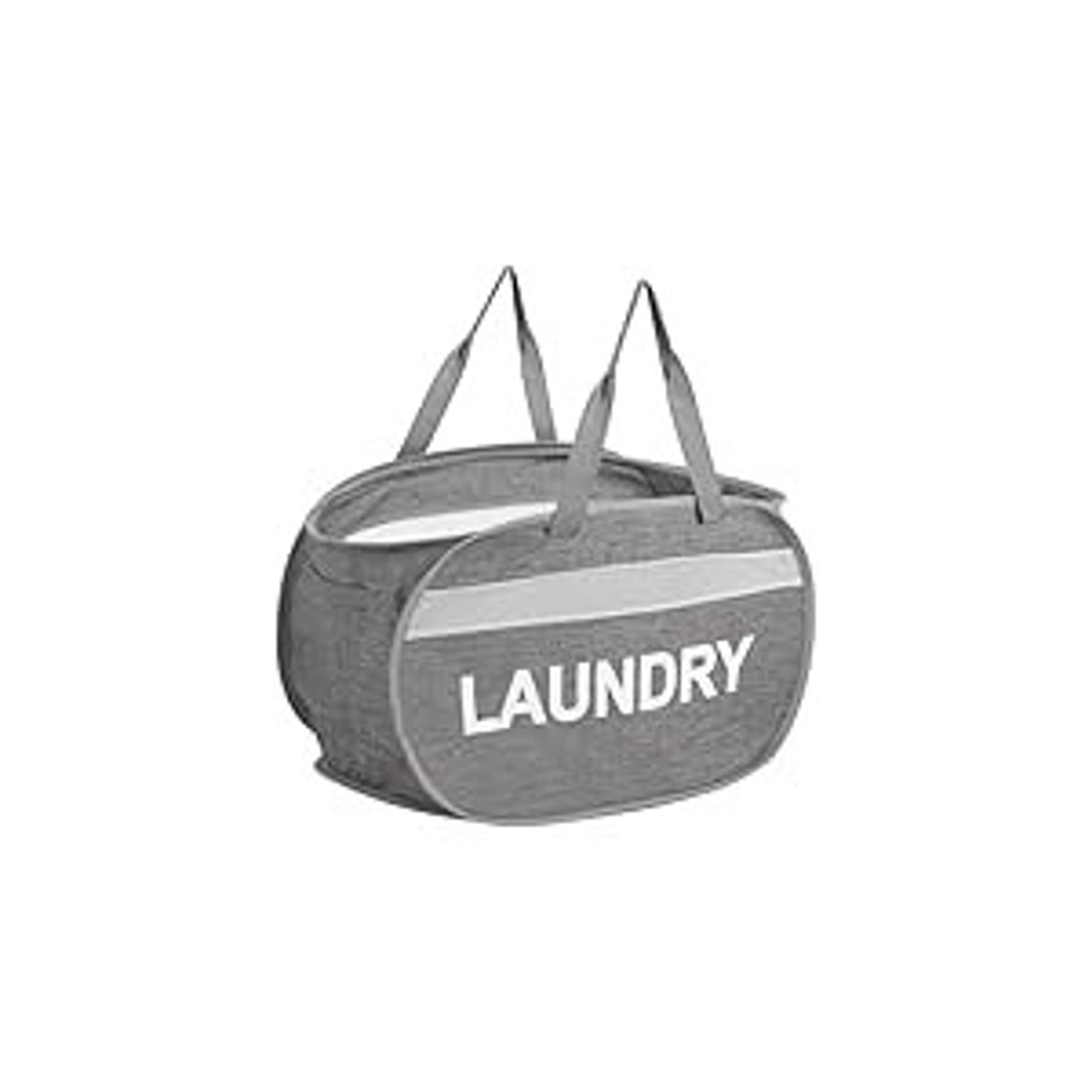 Collapsible Foldable Pop Up Laundry Hamper with 3 Compartments, Handy Pocket, Sturdy Clothes Sorter for Dorm, Kids Room, Travel - GreyGift