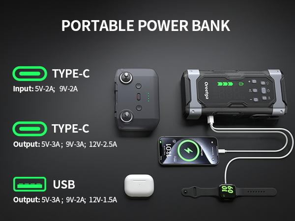 Portable Car Jump Starter 150PSI 32800mAh with Air Compressor, 12V Jump Box Car Battery Jumper, Large LCD Display, Lights Inflator Recharge