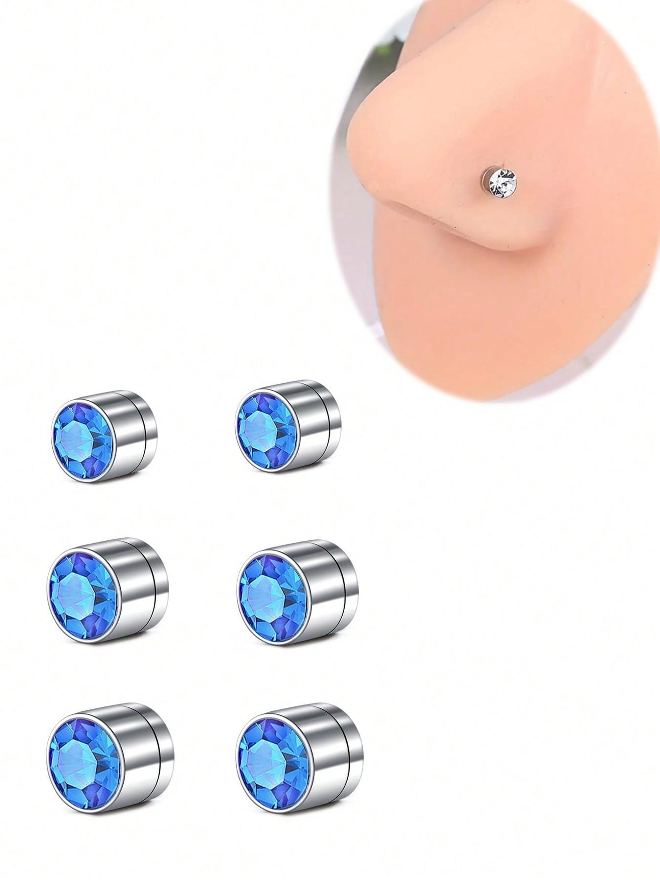 6pcs Magnetic Fake Nose Stud, Fake Nose Piercing Silver Gold Clip On Earring, Nose Piercing Jewelry