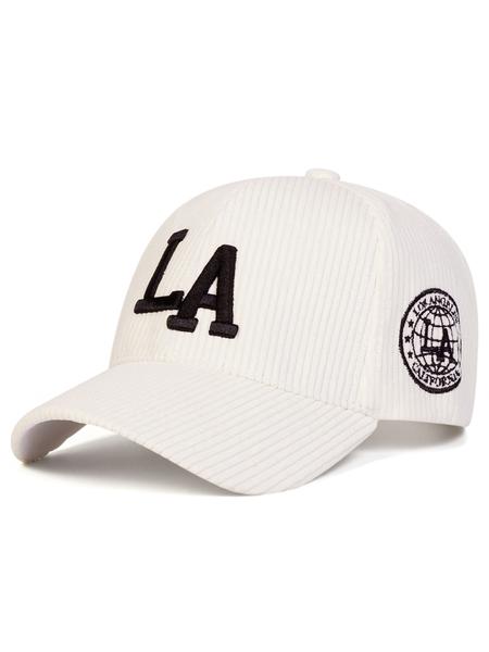 Unisex Corduroy La Baseball Cap, Adjustable Outdoor Sun Protection, Casual Fitted Design for Spring & Fall Travel, Quality Caps