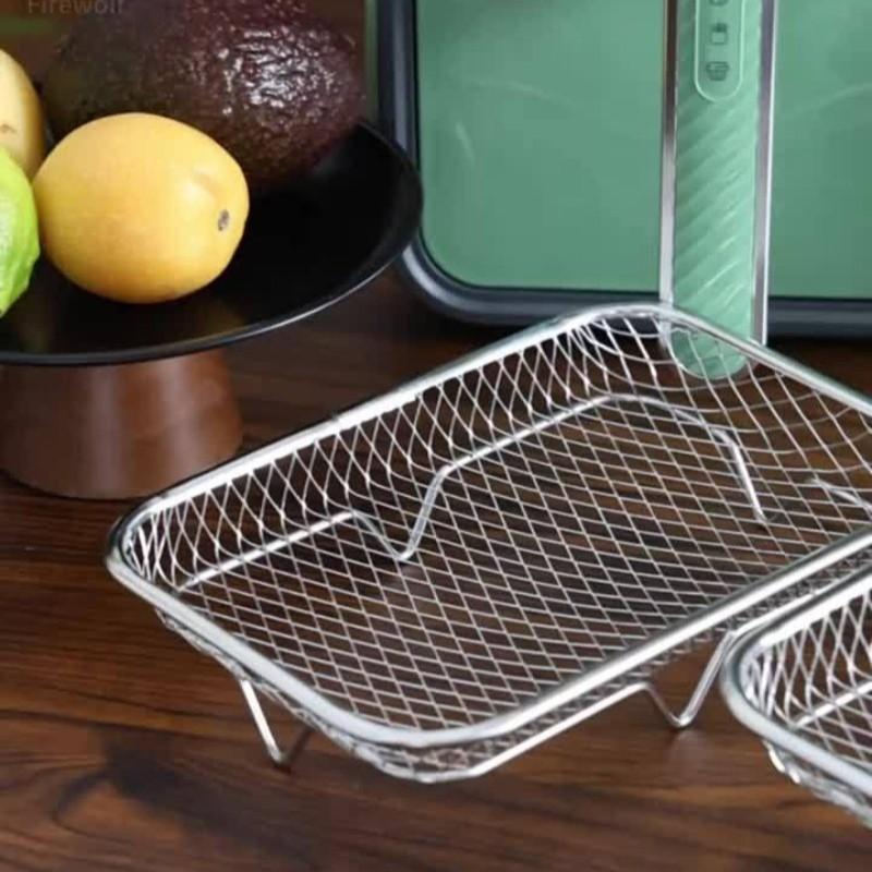 Stackable Rack Basket, 304 Stainless Steel Air Fryer Rack, Durable, Portable, Ideal for Chicken Wings & Toast, Perfect for Outdoor Cooking & Camping