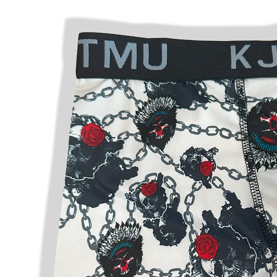 4 pieces of KJFISTMU men's boxer shorts, random 4-piece set, men's stylish printed graffiti sports underwear, comfortable fit, breathable and quick-drying. Street Style Graphics Casual Polyester Menswear