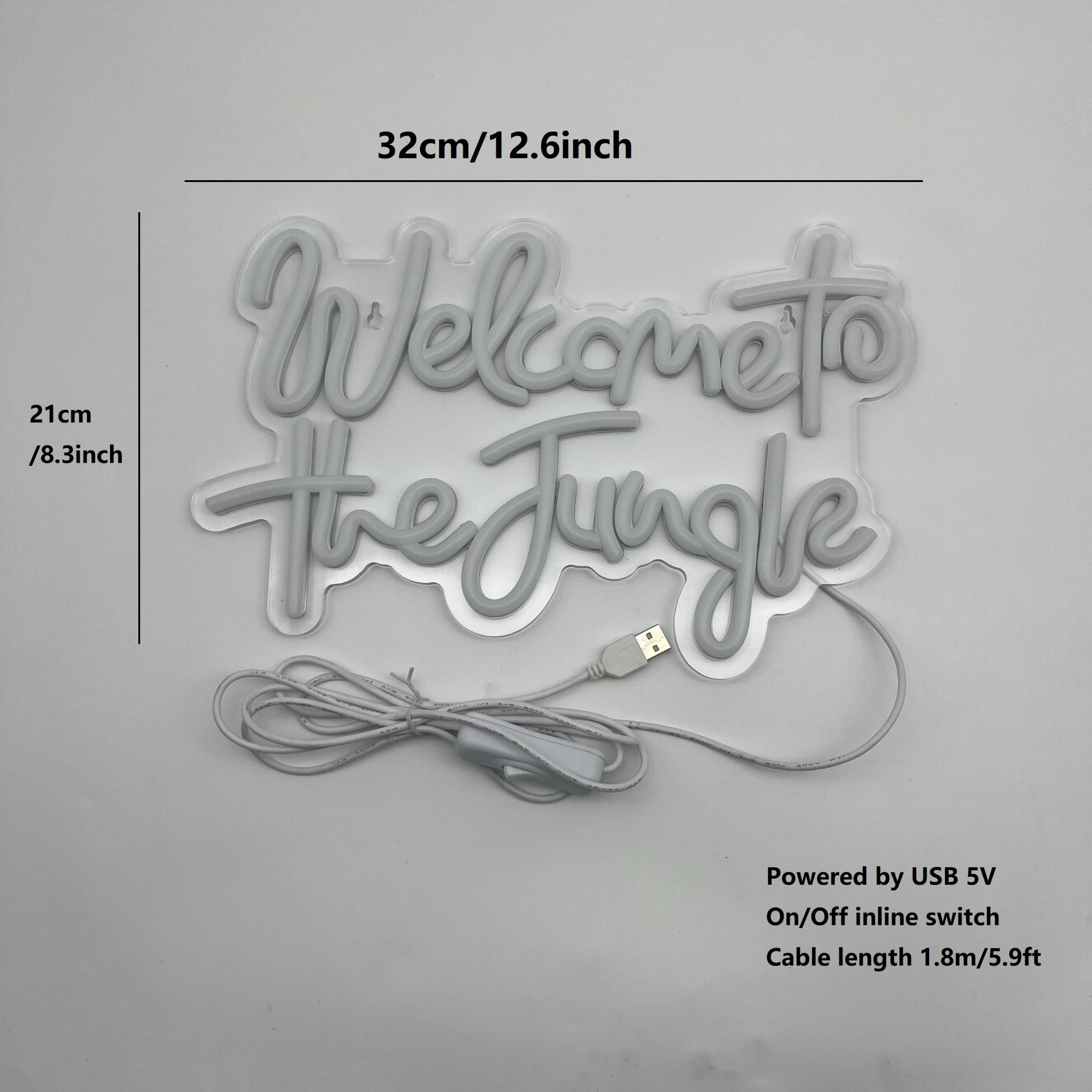 Welcome To The Jungle Letter Design Neon Sign, 1 Count USB Powered LED Neon Light with Inline Button Control, Decorative Light for Home Party Game Room, Neon Accent Lights