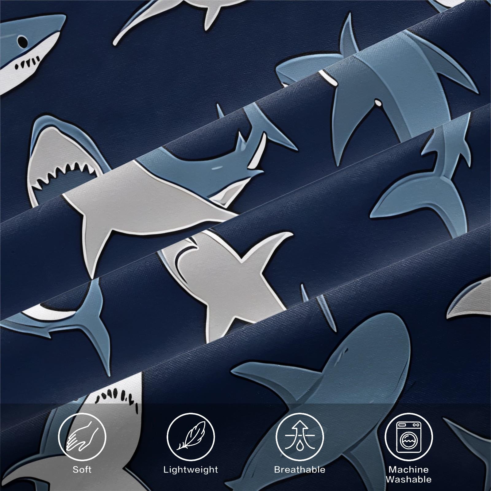 3PCS Cute Shark Pattern Fitted Sheet Set, Ocean Animal Bed Sheet Set, Soft Microfiber Bedding Set (No Fillers),Marine Animals Bedding Set for Kid Teen Boys Girls