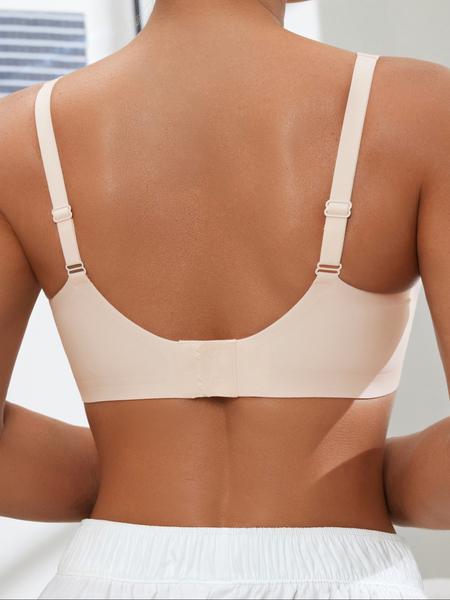 Women's Wireless Jelly Bra, Wide Shoulder Lace Design, Seamless V-Neck, Medium Support, Fitted Lined Bra, All Seasons