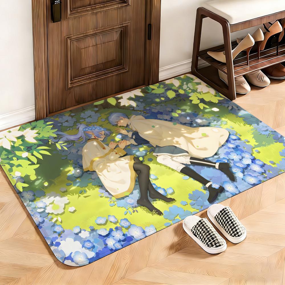Fantasy Frieren Beyond Journey's End Floor Mat This soft flannel mat provides a cozy Soft flannel mat with quick water absorption, non-slip and durable. Easy to clean, ideal for bathroom and entryway use.