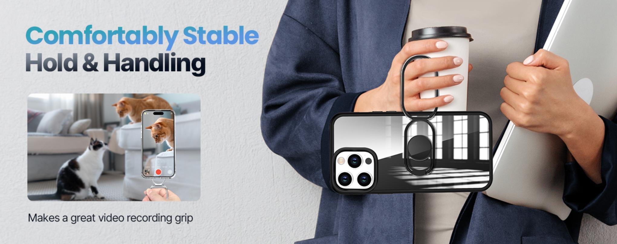 XYZ for iPhone 11 12 13 14 15 16 17 Pro Max Case with Stand, Phone Case with Double Ring Holder [Adjustable & Foldable] Protective Translucent Matte Cover iphone  12  promax