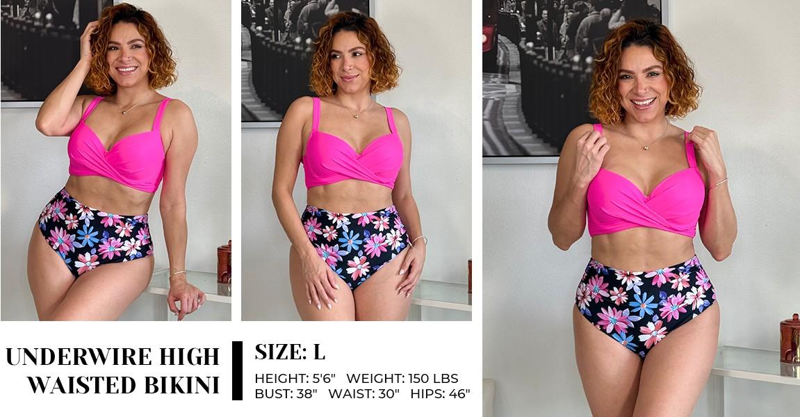 Aqua Eve Women Underwire Bikini Set - High Waisted Two Piece Swimsuit Tummy Control Bathing Suit Push Up Swimwear