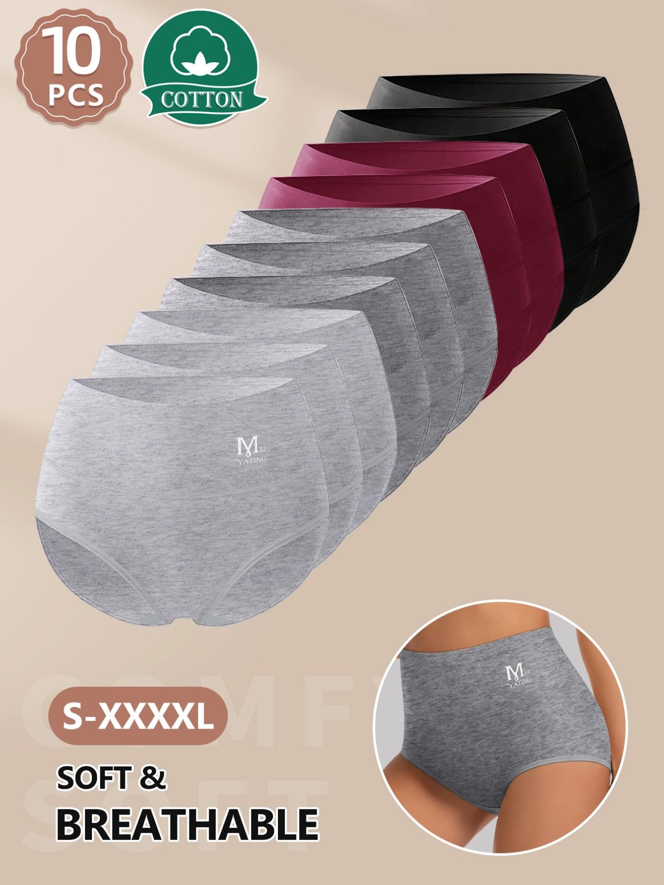 Women's Cotton Underwear Set, Soft Breathable Non-Irritating, Comfortable Fitted Triangle Panties, Large Elasticity, Multiple Colors, S-Xxxxl