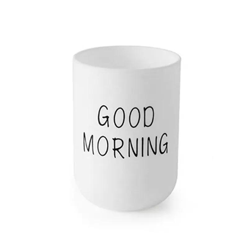 Good Morning Letter Pattern Toothbrush Holder, 1 Count Durable Plastic Toothbrush Cup, Cute Simple Toothbrush Holder for Bathroom Decor