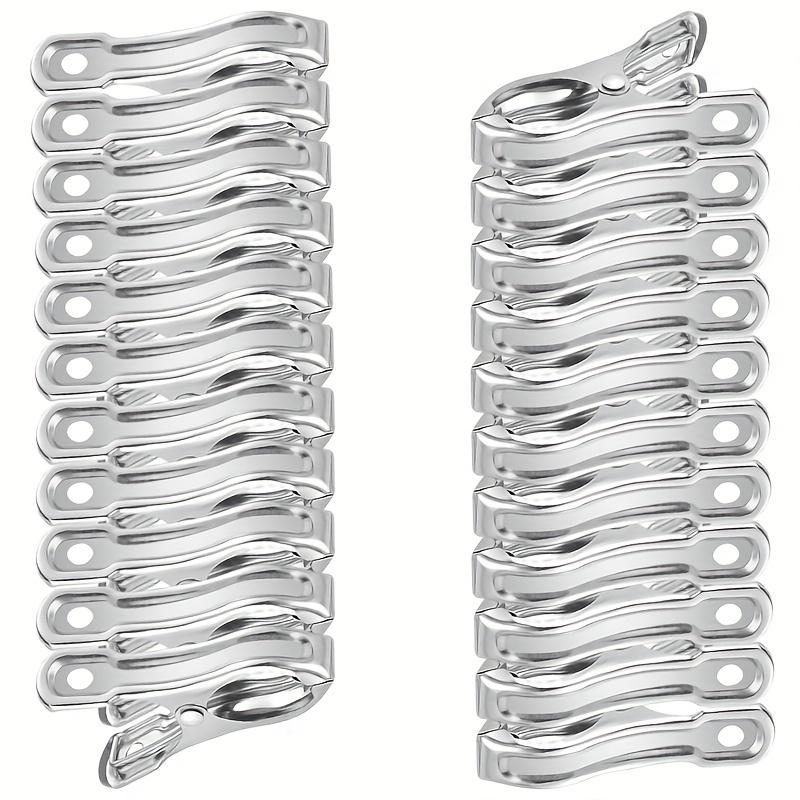 Extra Strong Heavy Duty Clothespins - Rustproof Windproof Towel Clamps for Beach & Outdoor Use, Large Clips with Secure Grip - Easy Carry Clamp Set for Laundry, Blankets, Tarps, Clothes Pins