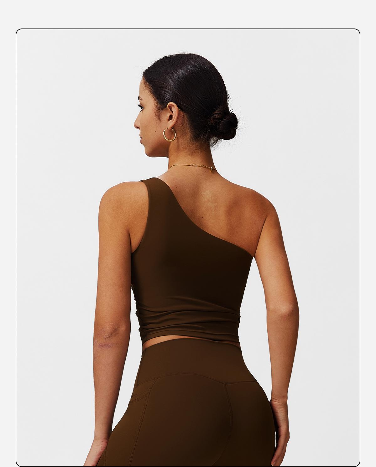 Women's Fitness Tank Top with Built-in Bra PadsUnderwear,Slanted One Shoulder Fitness Top,Yoga GymWorkout Tank Top,Yoga Outdoor Running Daily Wear TankTop Lightweight Activewear Athleisure Breathable Clothes compression tank top SpringStatements