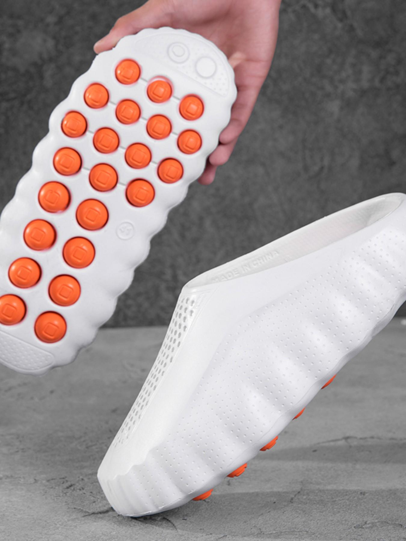 Trendy Holey Shoes with Massage Sole, Lightweight Outdoor Sandals, Thick Anti-Slip Bottom, Shock Absorption Particles, Comfortable Flip Flops