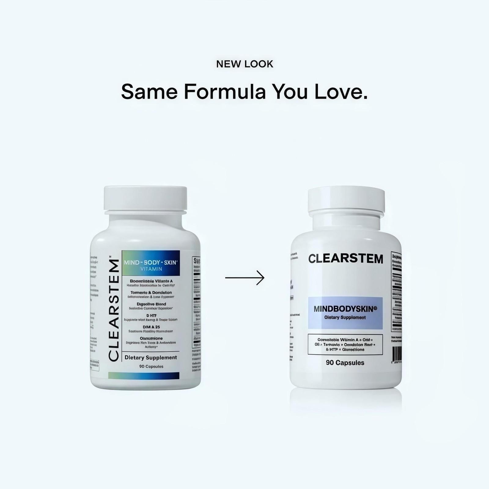 CLEARSTEM MINDBODYSKIN Hormonal Acne Supplement - 90 Capsules Dietary Formula with Vitamin A