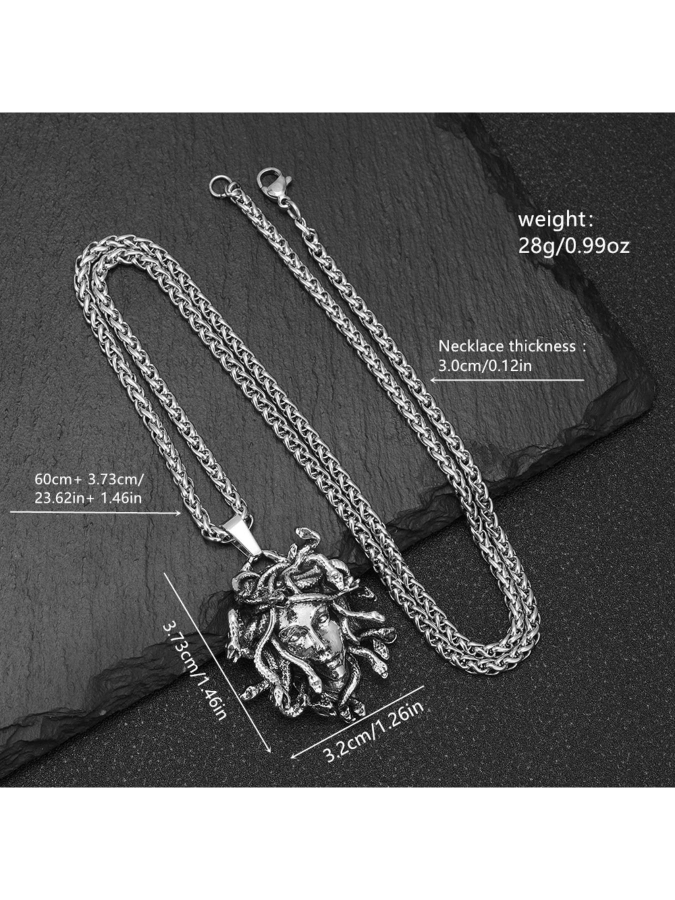 Vintage Medusa Head Pendant Necklace - Greek Mythology Gothic Stainless Steel Jewelry for Men/Women
