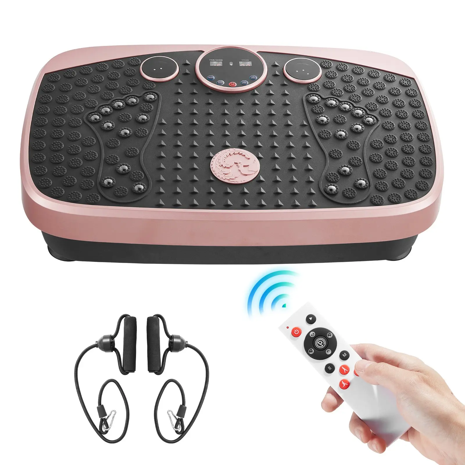 【toolupgrade】VEVOR Vibration Plate Exercise Machine, Whole Body Shaker with Magnetic Acupoints for Lymphatic Drainage and Weight Loss, Home Workout Gym Fitness Equipment with 2 Resistance Bands for Women Men, Pink