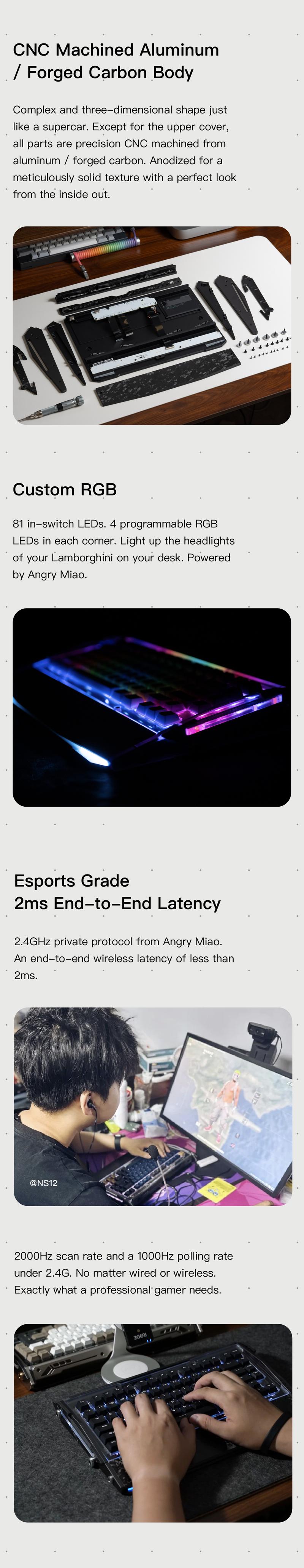 Black Diamond 75 V2 Mechanical Gaming Keyboard, 2.4G Wireless Low Latency, Leaf Spring Mount, Superb Typing Flex & Comfort, Custom RGB