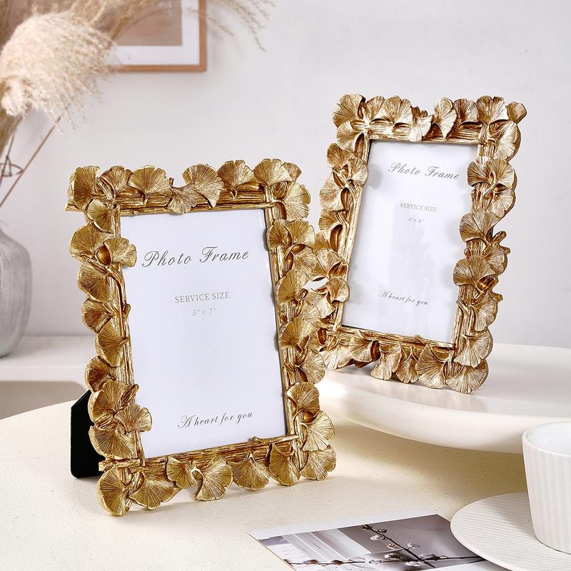 Elegant European Vintage Maple Leaf Frame, Versatile Horizontal & Vertical Use, Includes Random Inner Paper, Perfect Home Decor, Gold Plated Frame