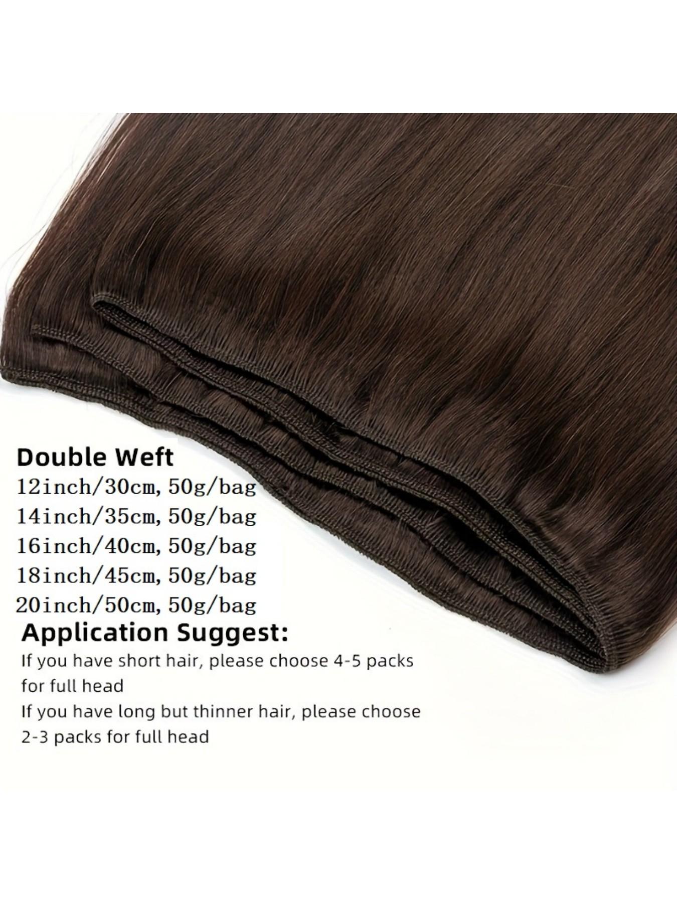 Natural Human Hair Weft Sew in Hair Bundles, Real Machine Made, Invisible Extension, 50g/bundle, for Women & Girls, All Occasions