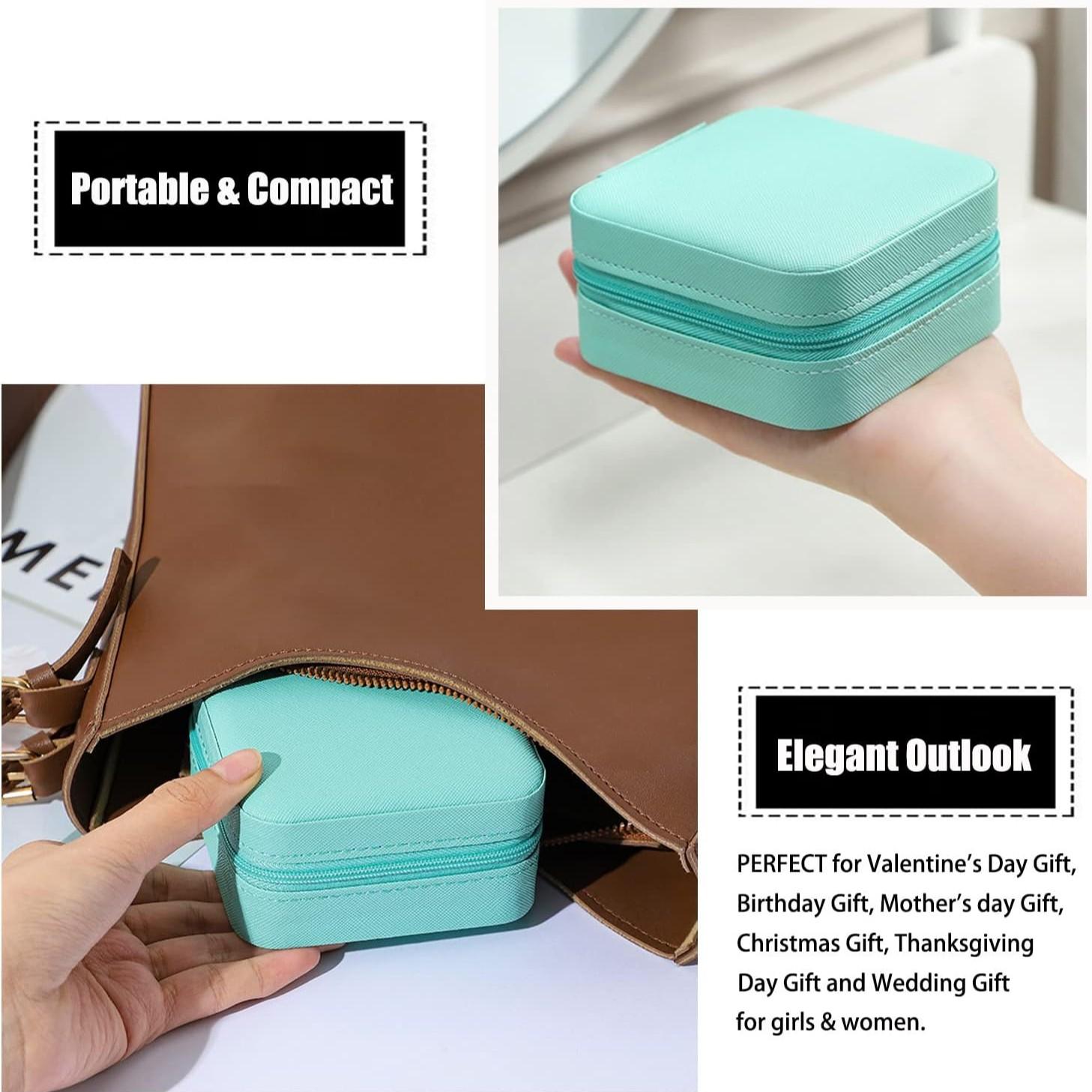 Luxury Leather Jewelry Box, Necklace Ring Earring Organizer, Portable PU Material, Compact Design, Ideal for Women's Jewels Storage