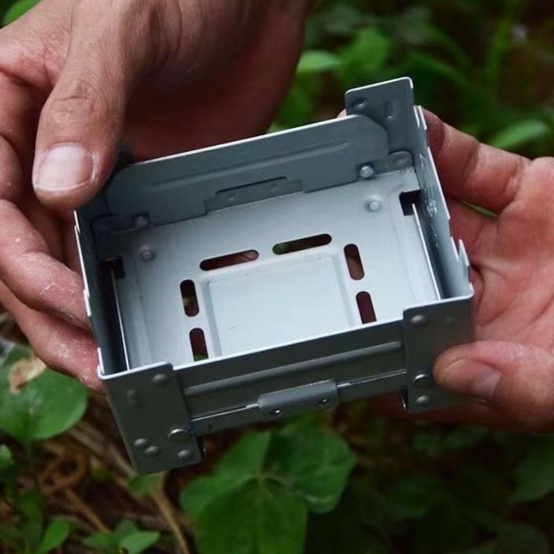 Mini Foldable Camping Stove Set, Includes Windshield & Fuel Tray, Dual Use for Firewood/wood Charcoal, Ideal for Hiking & Survival Kits