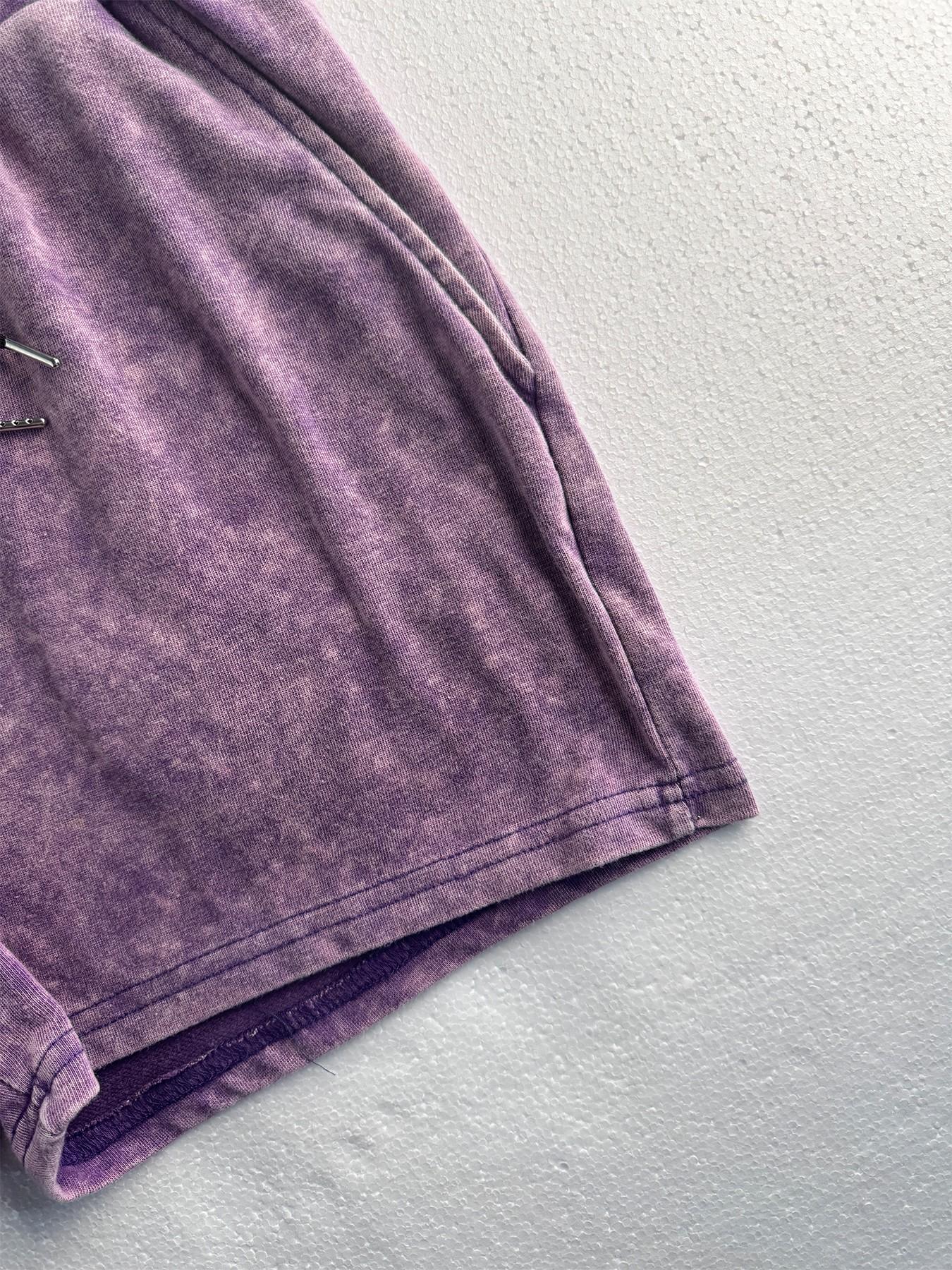 A relaxed, casual two-piece set featuring a floral rose-print tie-dye design; includes a crew-neck, short-sleeve washed T-shirt and drawstring shorts with pockets—perfect for outdoor leisure Clothes