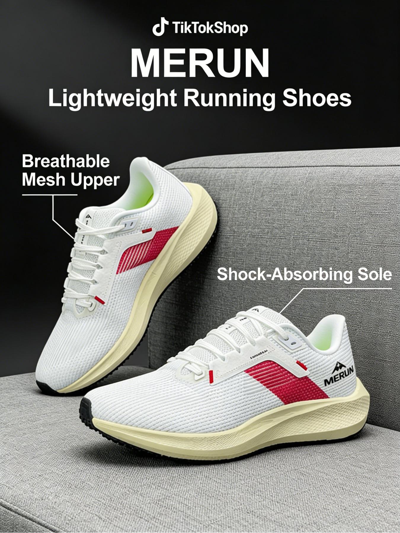 TikTok Trending Unisex Breathable Mesh Lightweight Running Shoes Comfortable Soft Sole Lace Up Athletic Sneakers for Running Gym Daily Wear