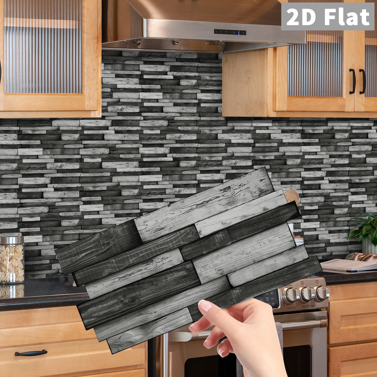 12/24/48PCS Irregular Tile Stickers | PVC Black-Gray Skin-Feel Marble | Waterproof Oil-Proof Kitchen Bathroom Decoration Kitchen Bath Self-Adhesive Decor 2. Black-Gray Marble Tile Stickers 12/24/48PCS | PVC Skin Decorative Wall Sticker