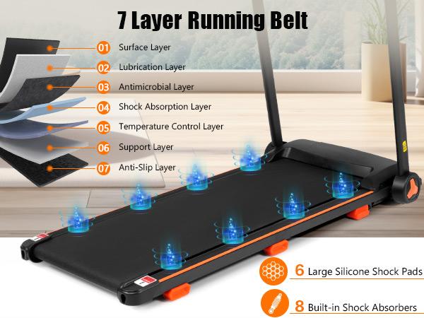 【Bellemave】NEW Treadmills for Home, 2.5HP Quiet Folding Treadmill with Heart Rate Sensor, 300lbs Weight Capacity, 7.5MPH, Incline Treadmill With USB Charge Station & Bluetooth Speaker, 6 Shock-Absorbing