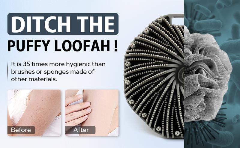 Silicone Body Scrubber，Exfoliating Body Scrubbers for use in Shower,Gentle Exfoliating and Lather Well，Silicone Body Brush for Showering and Anti-Slippery Handles for All Skin Types