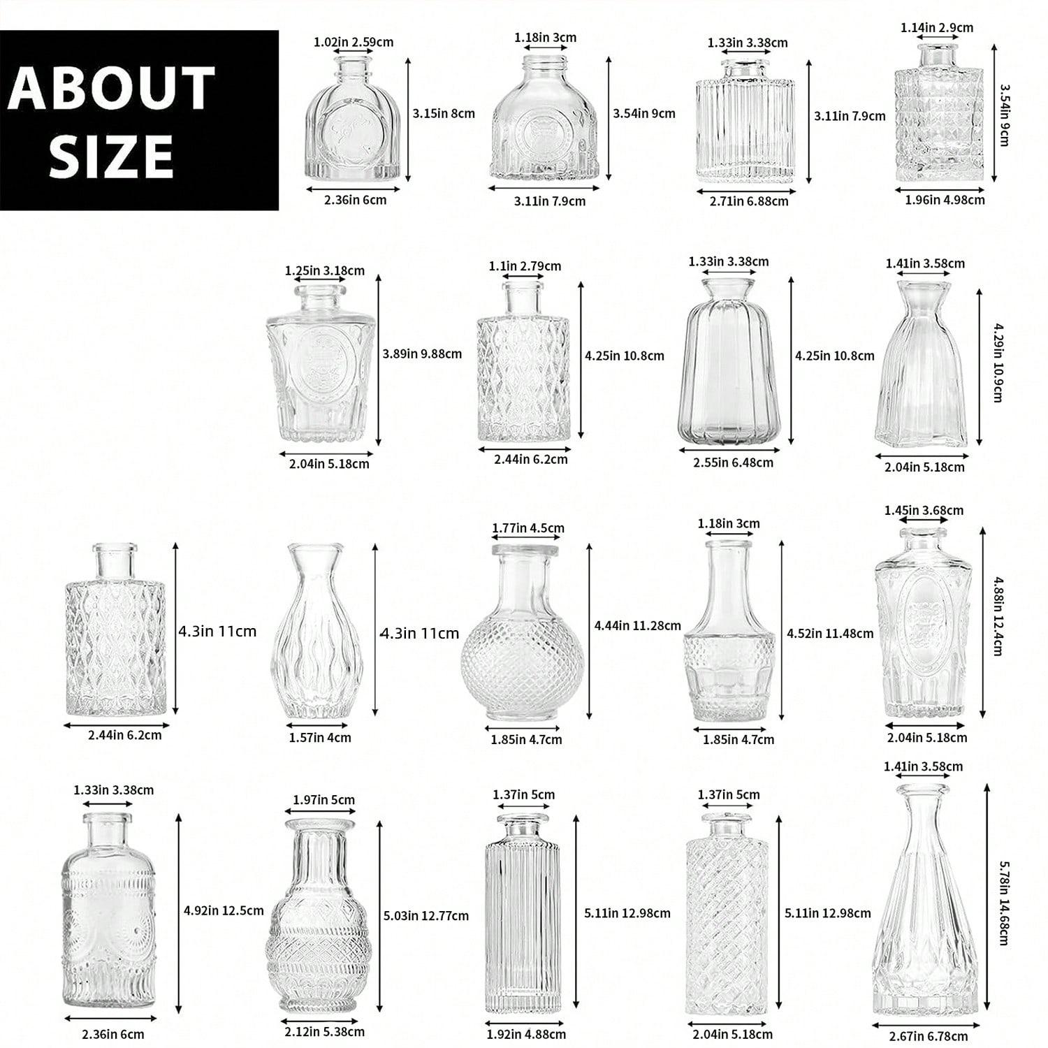 18pcs Glass Bud Vase Set, Bulk Amber/Clear Mini Vintage Flower Vases For Outdoor Table Centerpieces, Spring Decor Small Vases For Home Wedding Patio Garden Party Decor, Mother's Day Decor, Ideal Mother's Day Gift