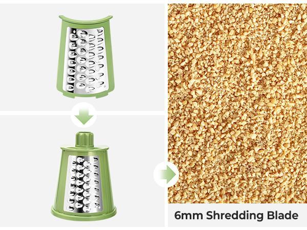 SUSTEAS Retro Green Rotary Grater – 5 Blades for Cheese & Veggies, Sturdy Suction Base & Easy-Grip Handle for Fast, Safe Prep  Utensils Kitchen Ergonomic with