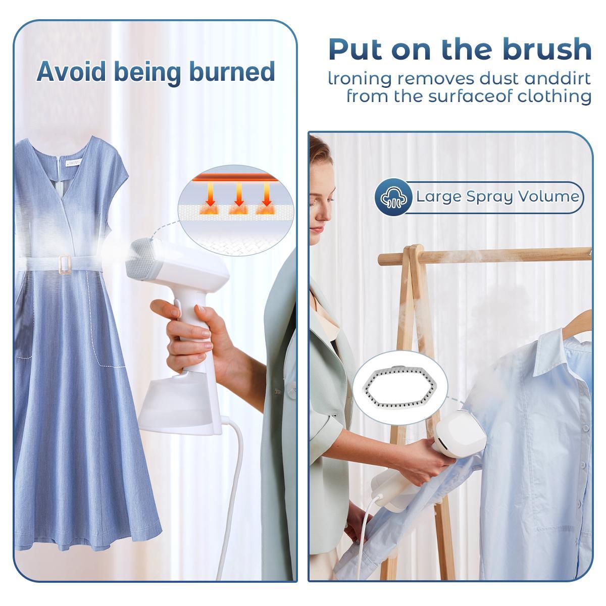 ELORTI Garment Steamer for Clothes,Hanrdheld Steamer & lron 2 In 1,Portable Travel Clothing Steamer lron,15s Fast HeatUp,Upgrade Large water tank,Gentle Steam Wig Treatment