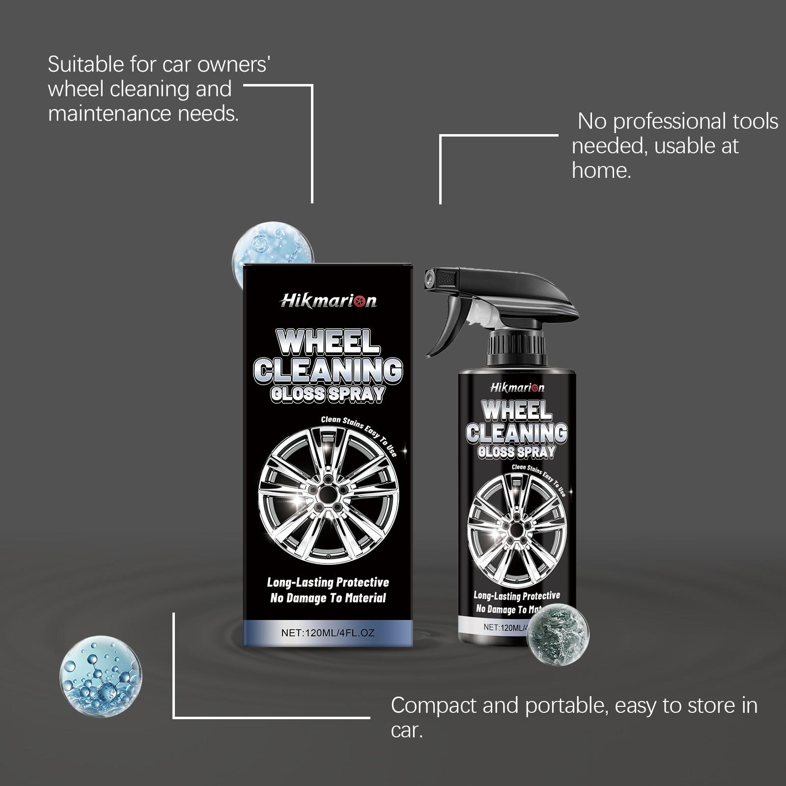 Hikmarion Wheel HUB Cleaning Spray, Gentle Stain Remover, Restores Shine, Daily Car Care, Mild Formula, Easy to Use