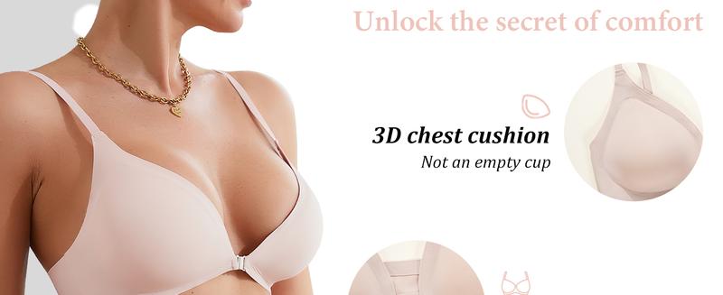 3 Pack Magnetic Front-Closure Wireless Bra with Spaghetti Straps Breathable Lightweight Comfortable Fit Womenswear Minimalist Bridal Basic Nylon Adjustable Everyday Wear  TikTokShopBlackFriday